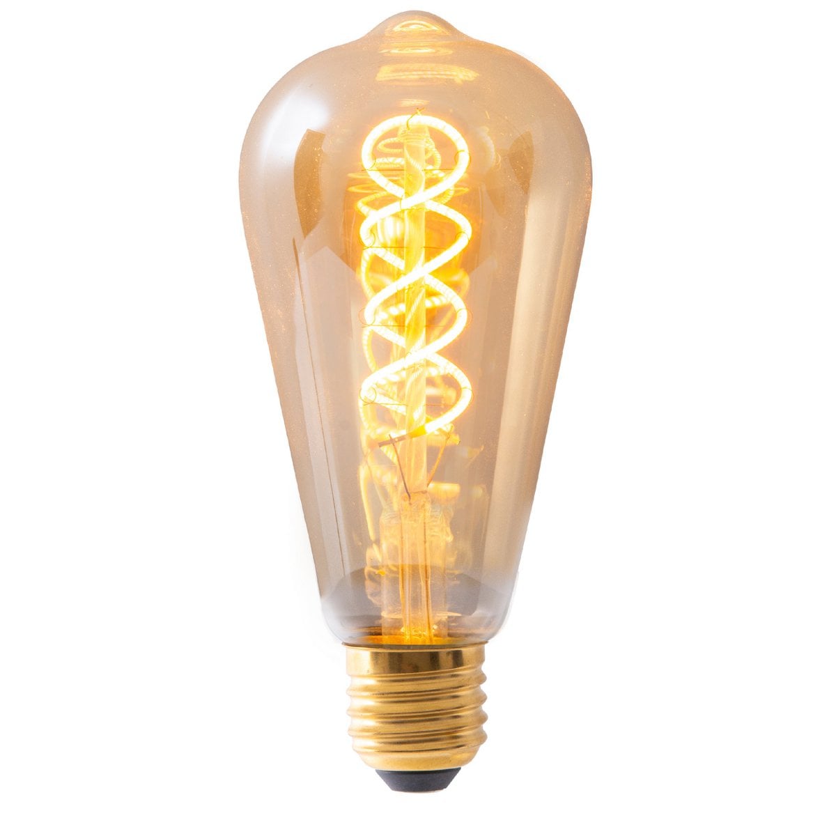 LED-lamp "Dilly" 3-set E27-versie, 4 watt, Ø 6,4 cm, gemaakt van metaal en glas, barnsteen