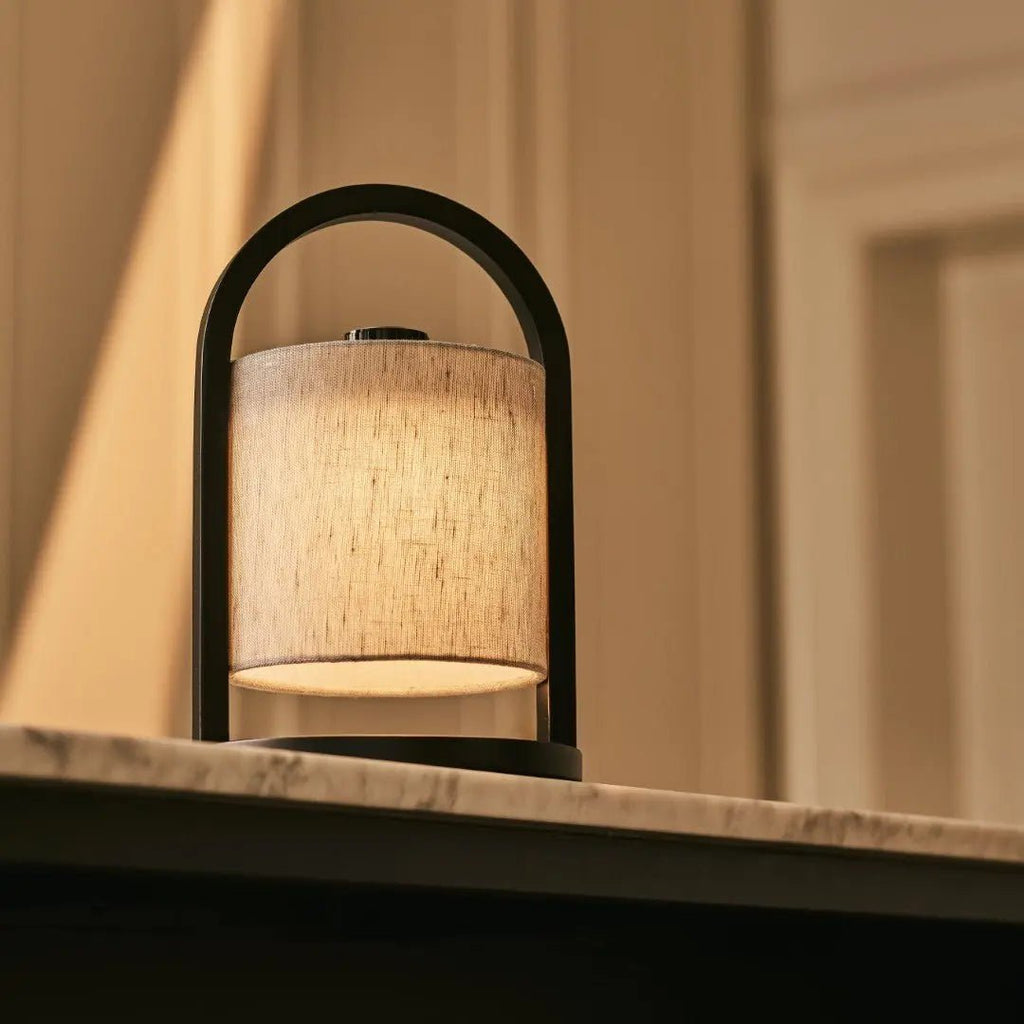 River Black & Gray Wooden oplaadbare lamp - Dimable & snateloze licht