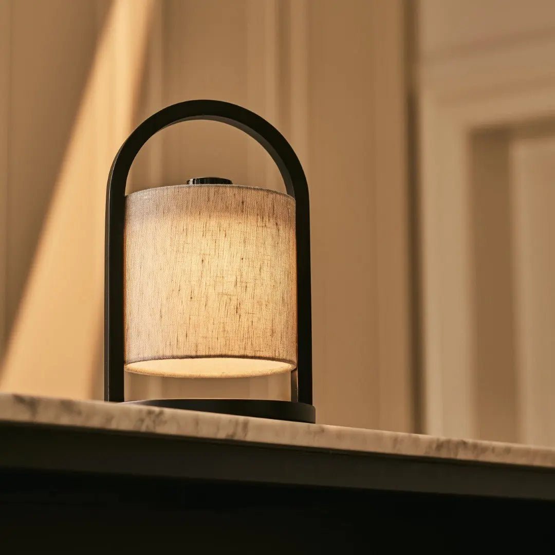 River Black & Gray Wooden oplaadbare lamp - Dimable & snateloze licht