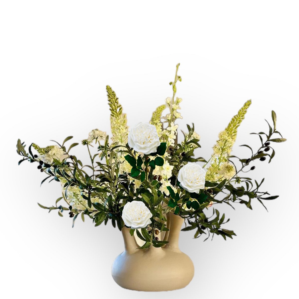 QMF Hand Touch Rose 65cm WIT 2PCS