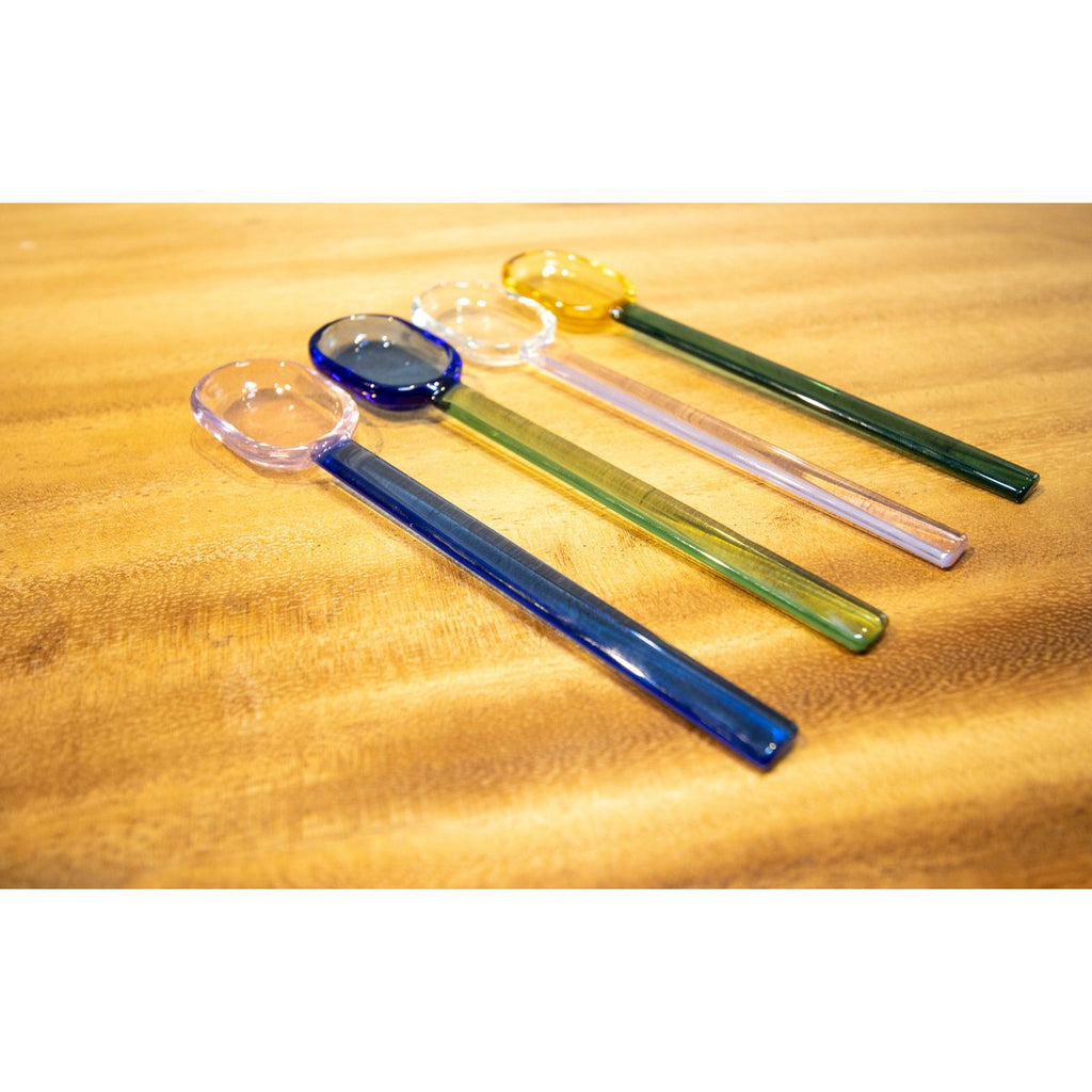 Glazen veelkleurige lepels - veel van 4