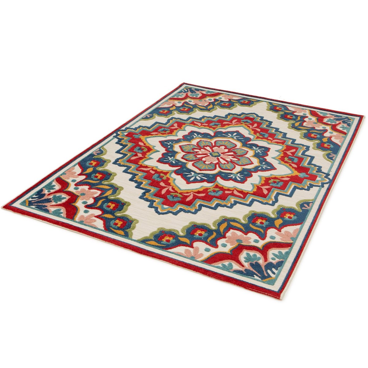 Buiten tapijt geweven fluweel en dahlia gerecht