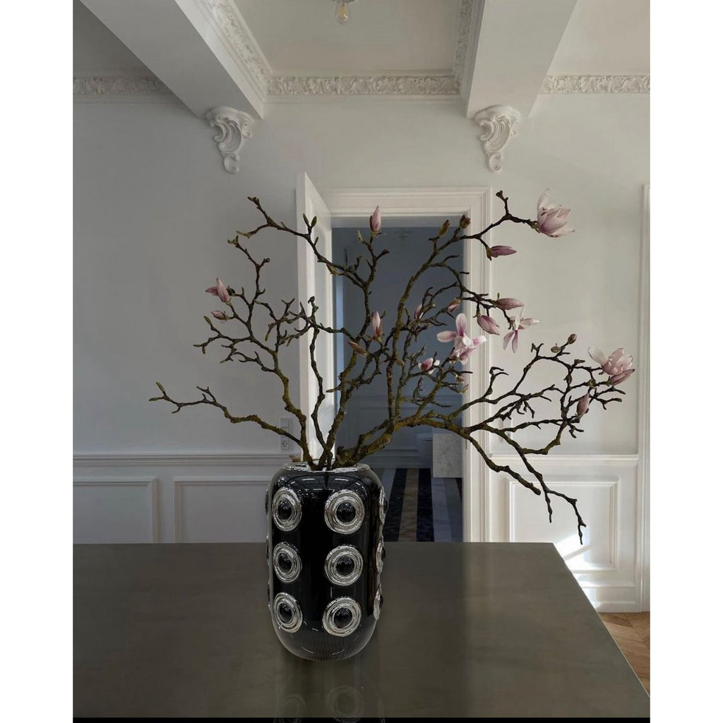 Witgouden vaas met 3 cirkels (CV11617-12ZWART zwart)