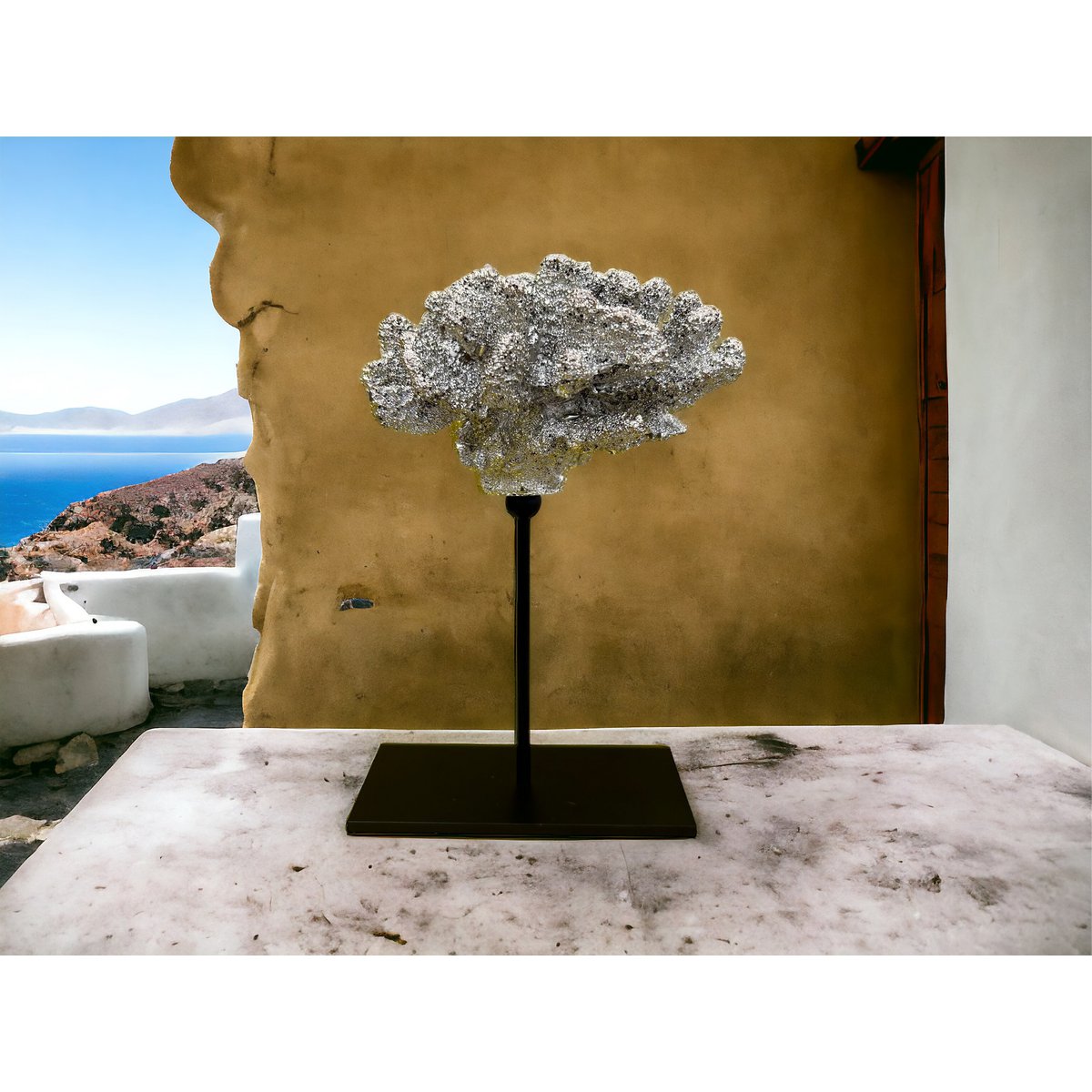 Coral collectie met metalen standaard ( champagnekleur)