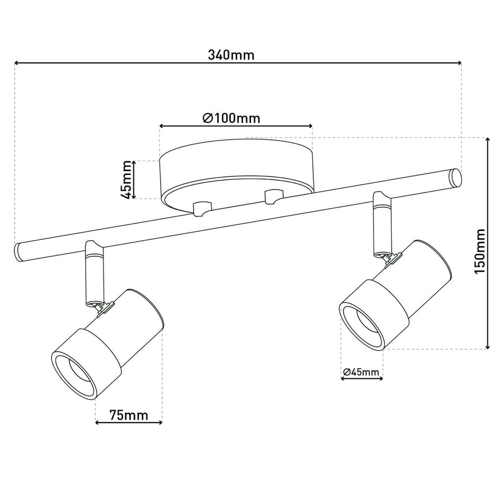 2 LED-wand u. Plafondlamp "Malaga" l:34cm