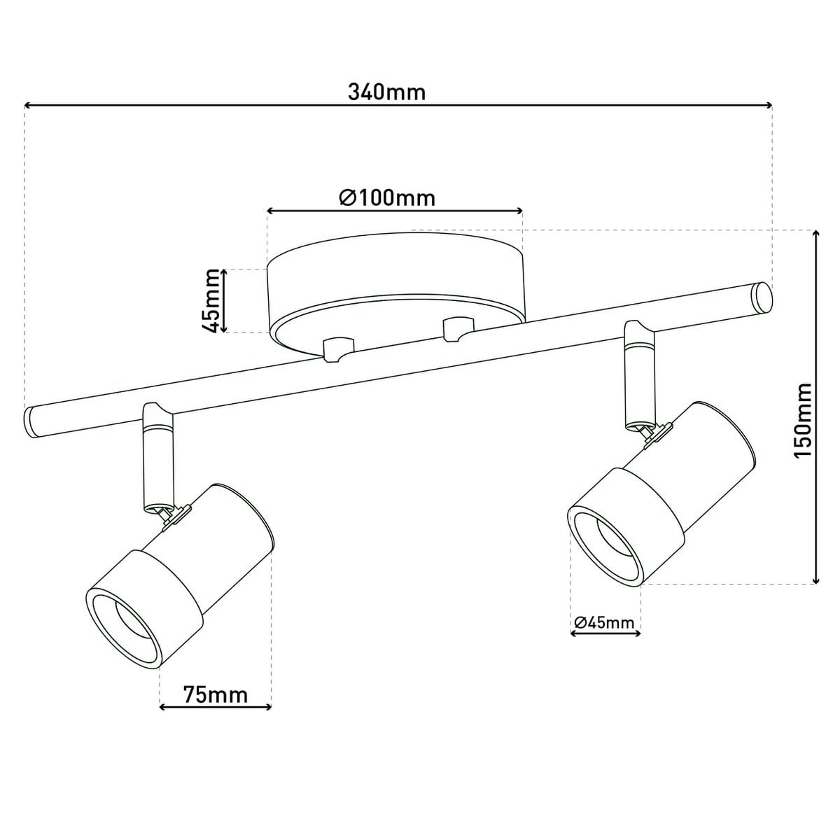 2 LED-wand u. Plafondlamp "Malaga" l:34cm