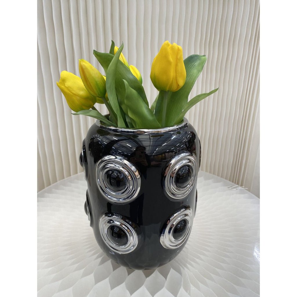 Golden 2 Circle Vase（CV11617-9zwart)zwart