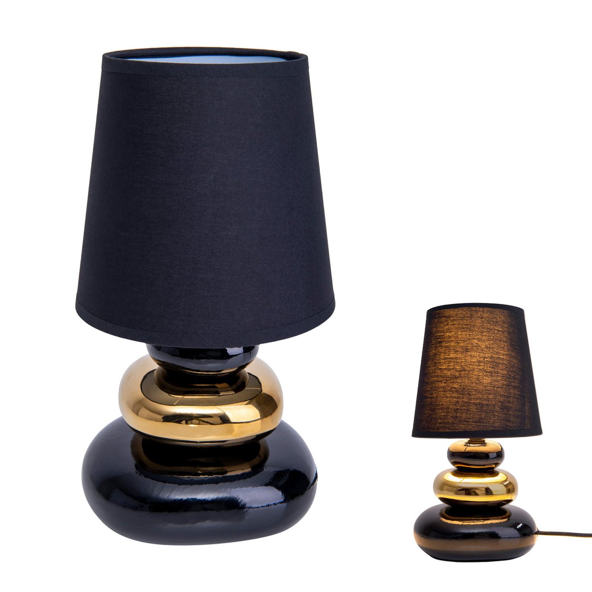 Liv · Houten tafellamp met linnen kap — zwart
