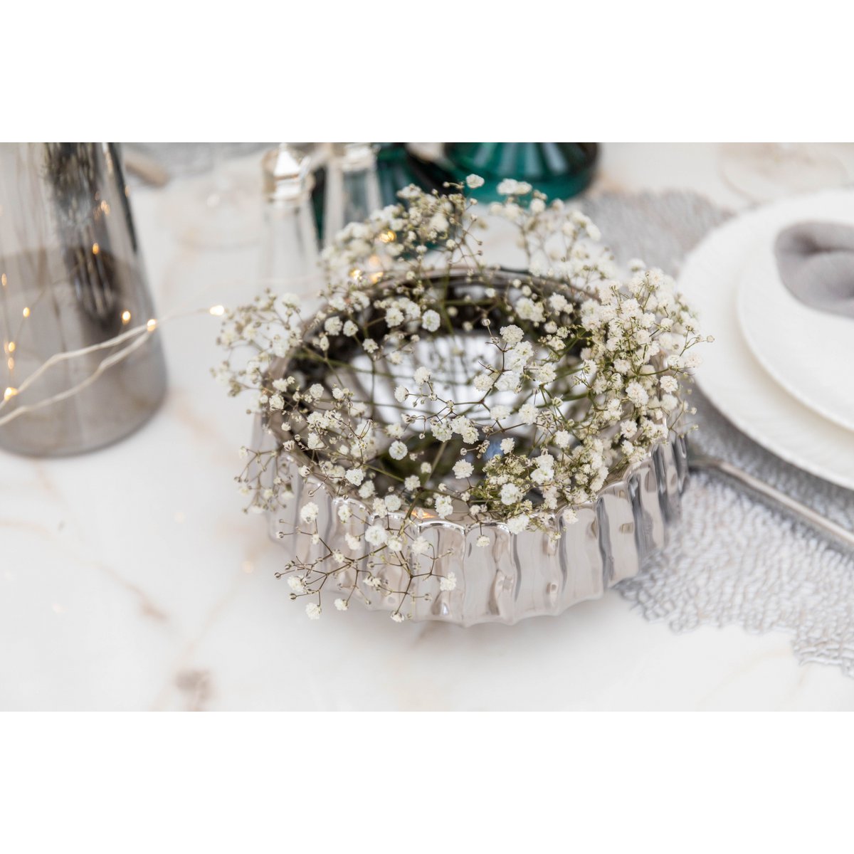 Glanzende zilveren decoratieve snit 20x20x8cm