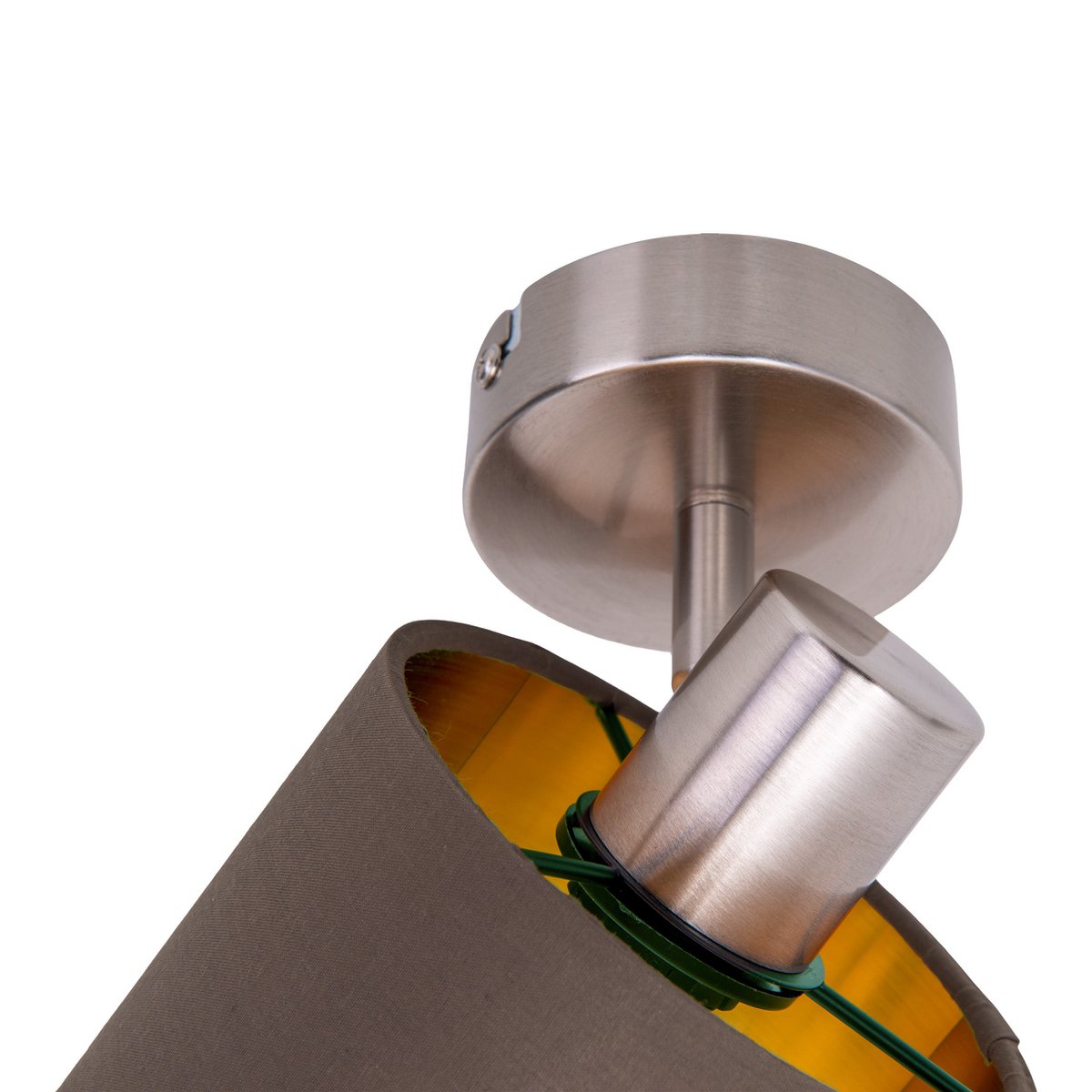 1er muur- en plafondvlek "Maron" gemaakt van metalen satin-mat met stof paraplu in bruin, met E14-aansluiting, lamp voor woonkamer, eetkamer, gang en kantoor, ongeveer. 17 x 12 cm