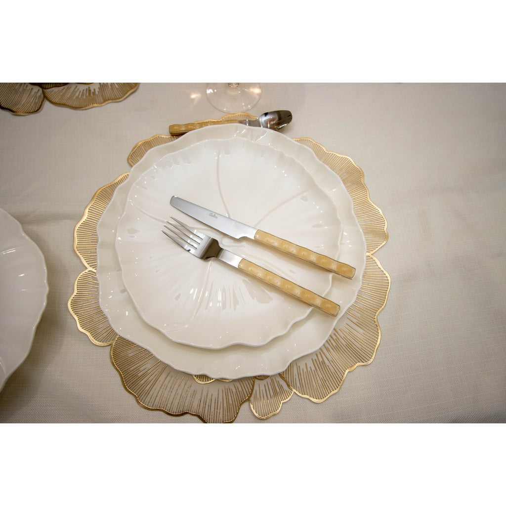 Huisvrouw 24 stuks in zilver met beige handvat