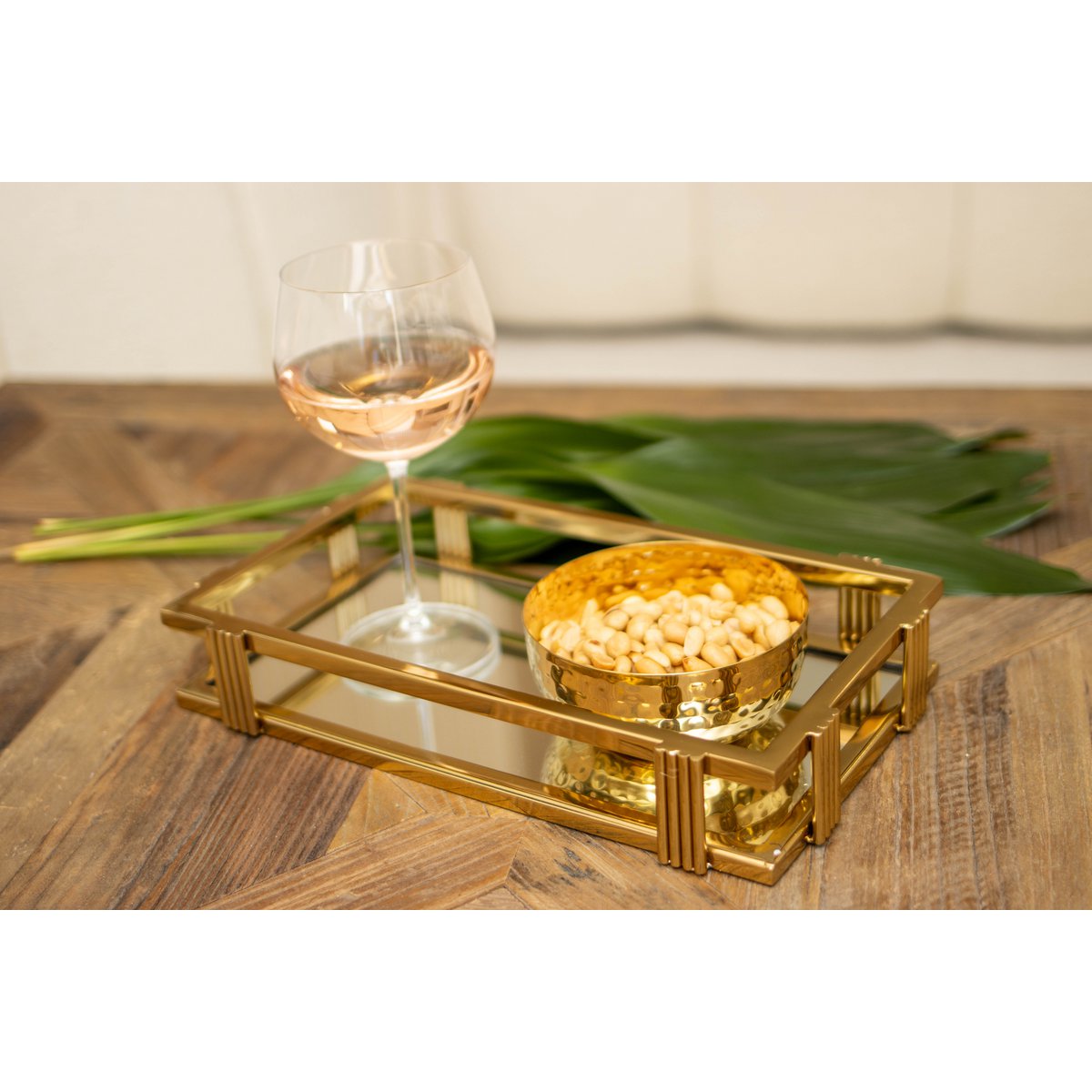 Gouden rechthoekige spiegellade 31x18x5cm