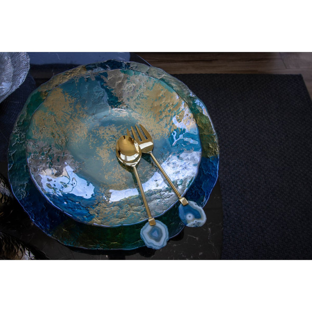 Gouden salade omvat Pierre Agate Bleue