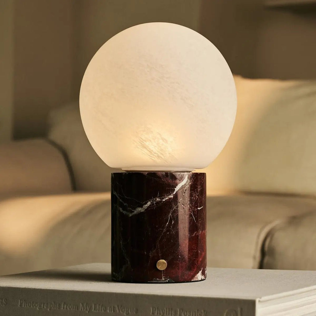 Metsu Rood / Rosso Levanto – Klassieke marmeren oplaadbare tafellamp met 3 lichtkleuren en dimfunctie