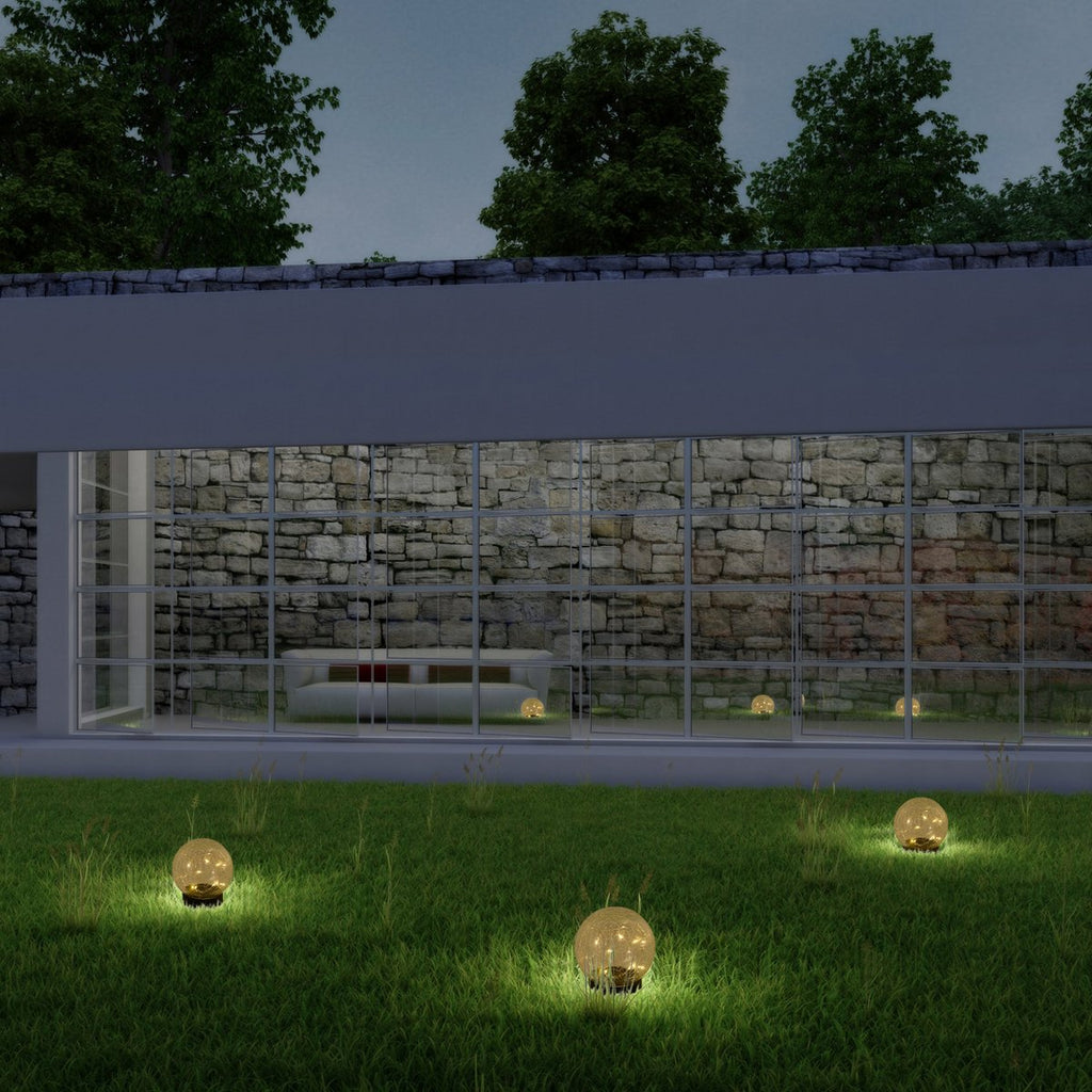 3 Set LED LED Solar Table Lamp/Aand Skeer "Crackle" Ø 12 cm, voor buiten, taflamp-plastic en glas, wit, met geïntegreerde LED