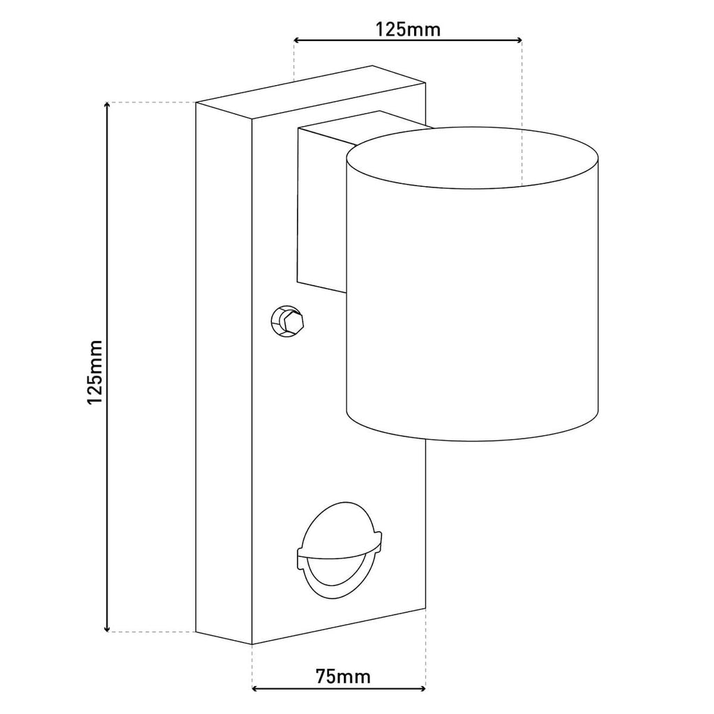 Buiten Wall Lamp "Romb" met bewegingsdetector, antraciet -gekleurd aluminium, timer, veranderbare lamp, 7 x 12,5 x 16,4 cm