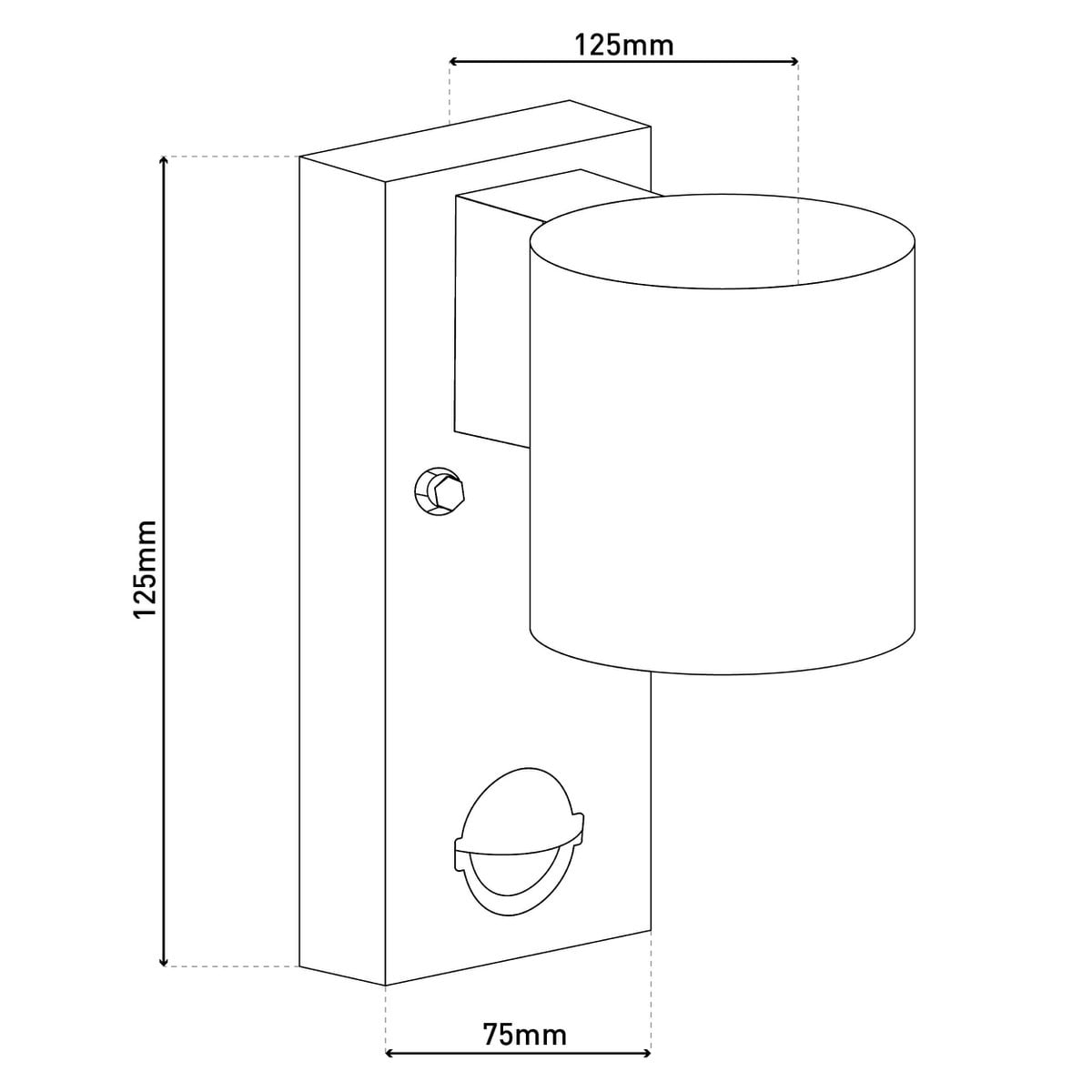 Buiten Wall Lamp "Romb" met bewegingsdetector, antraciet -gekleurd aluminium, timer, veranderbare lamp, 7 x 12,5 x 16,4 cm