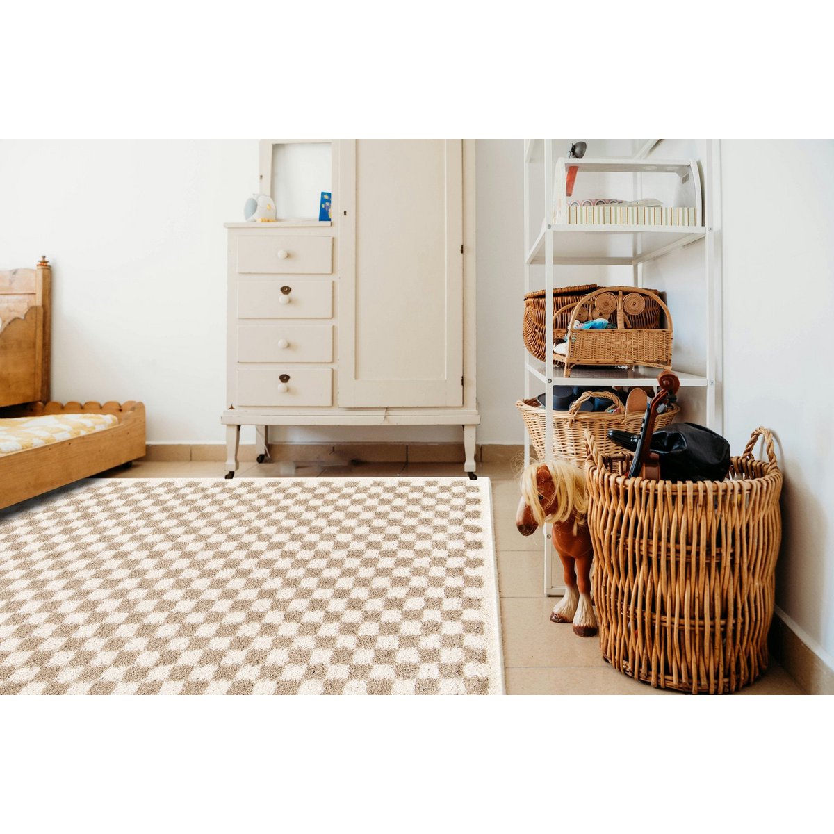 CHECKERS Zacht en comfortabel hoogpolig vloerkleed