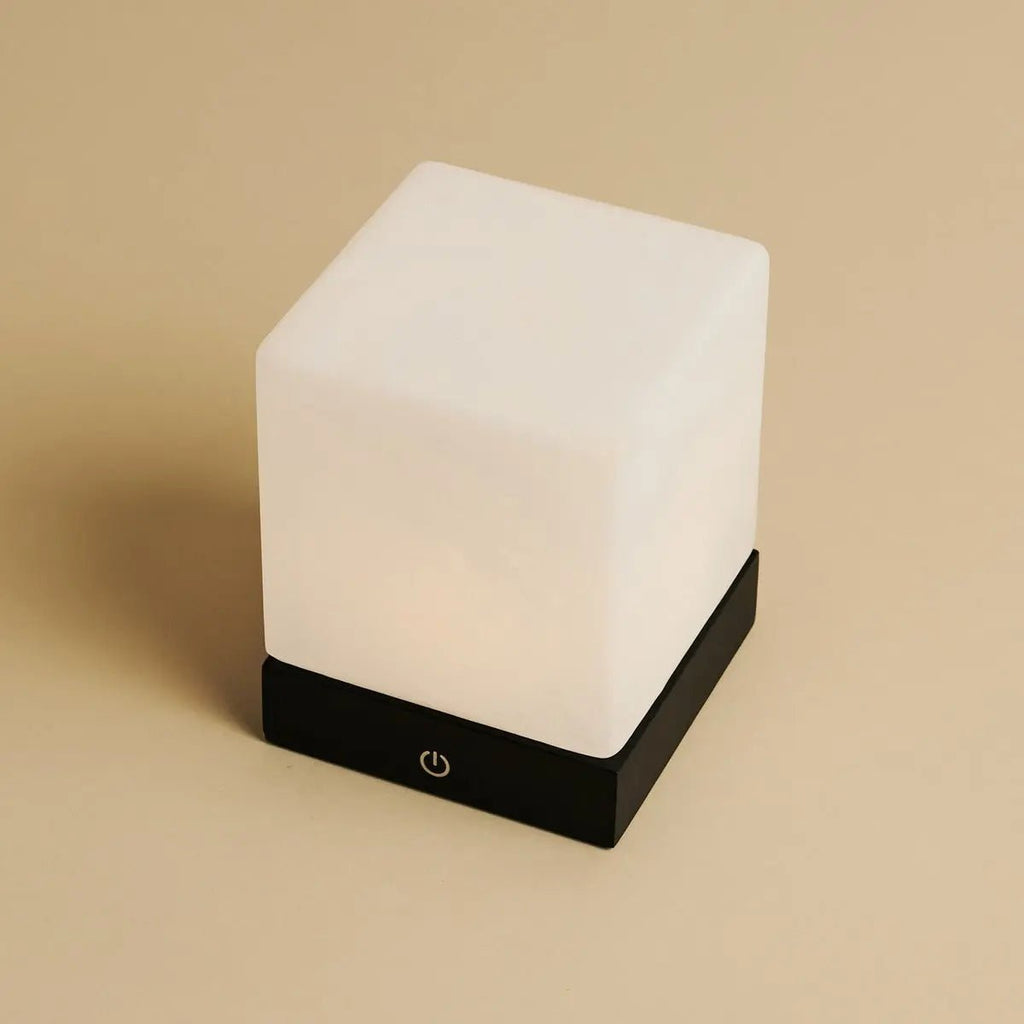 YCE Black Draadloze houten lamp met bevroren glas-oplaadbare, dimbare, 100-uur batterij