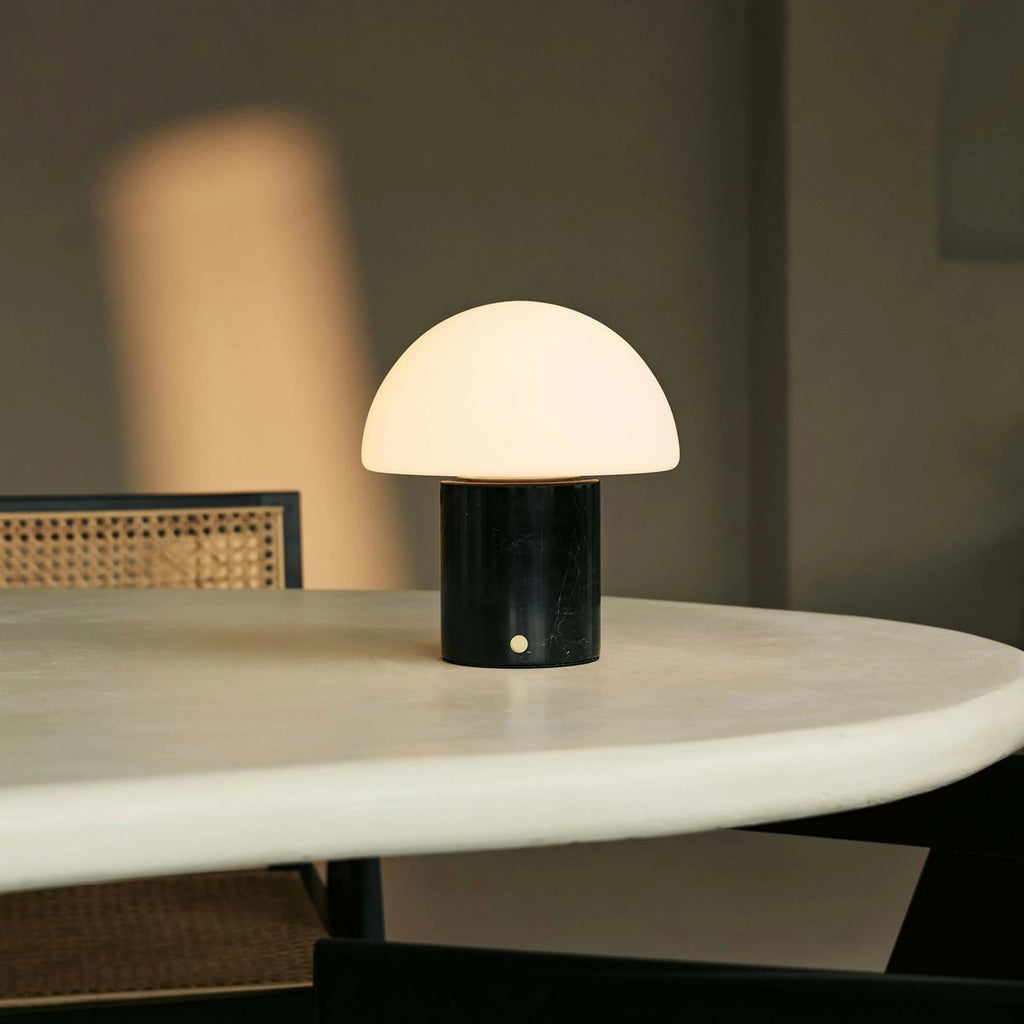 Maris Black / Nero Marquina - Klassiek oplaadbare marmeren tafellamp met 3 lichte kleuren en dimfunctie