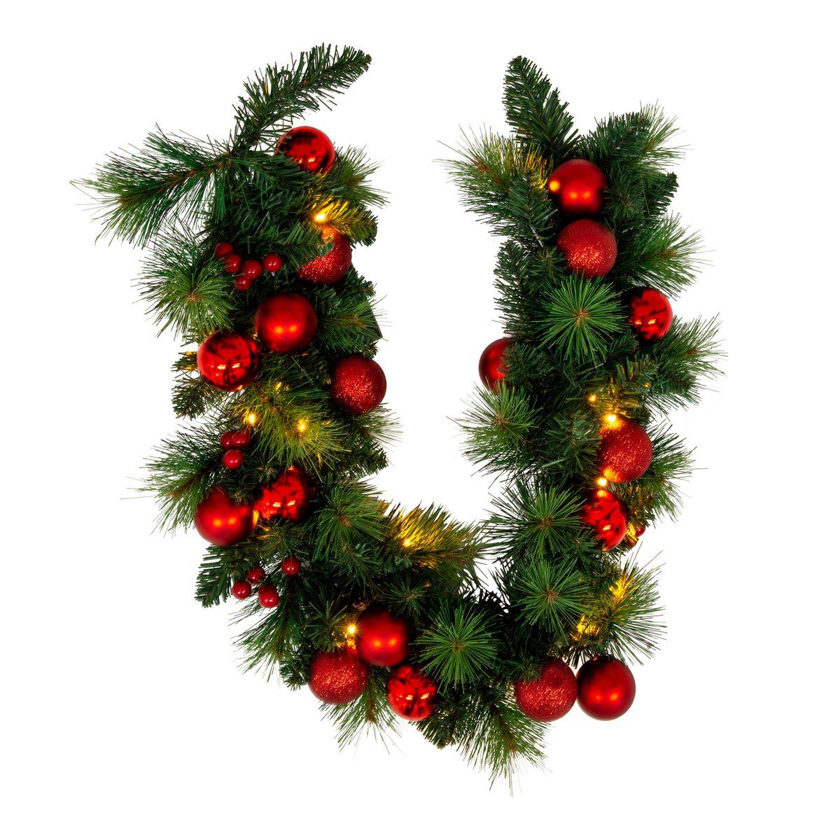 LED Kerst Tendril "Noel" Outdoor Decoratie gemaakt van metaal en plastic in groen en goud, met stevig ingebouwde LED's