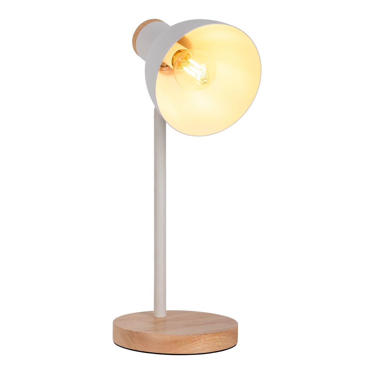 "Marie" bureaulamp gemaakt van metaal en hout, E14, wit, 36,5 cm hoog