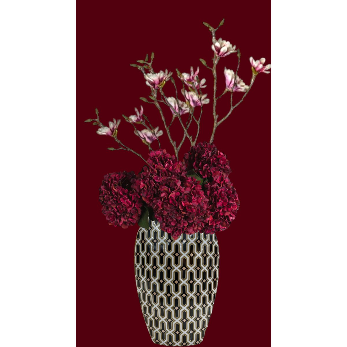 Vintage porseleinen vaas (CV11280-13-13-zwart-GROOT)