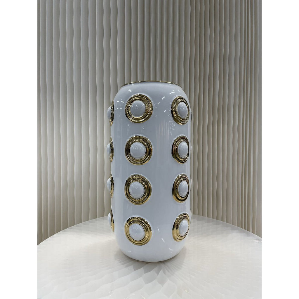 Gouden vaas met 4 cirkels (CV11617-14WIT)