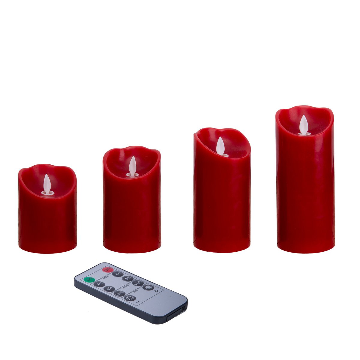 4 Set Led kaarsen Kaarsen Kerstdecoraties gemaakt van plastic in rood met stevig geïnstalleerde LED's