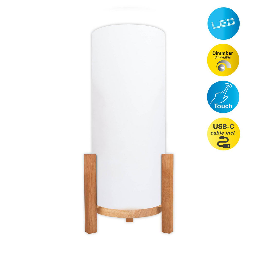 Liv · Touch-dimbare tafellamp — 48cm wit/natuur