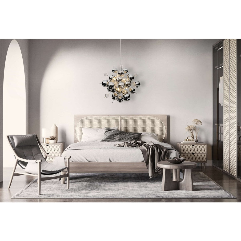 Hanger lamp "explosie" chroom gemaakt van metaal en glas, G9 -versies, hangende lamp voor eetkamer, woonkamer, gang of kantoor, Øca. 65 cm