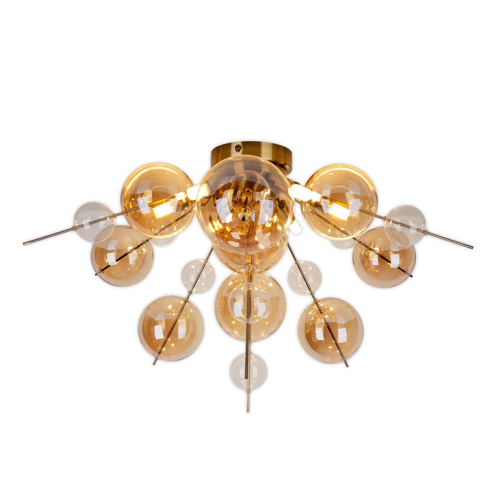 Plafondlamp "explosie" Amber gemaakt van metaal en glas, G9 -versies, plafondlamp voor eetkamer, woonkamer, gang of kantoor, Ø57 cm