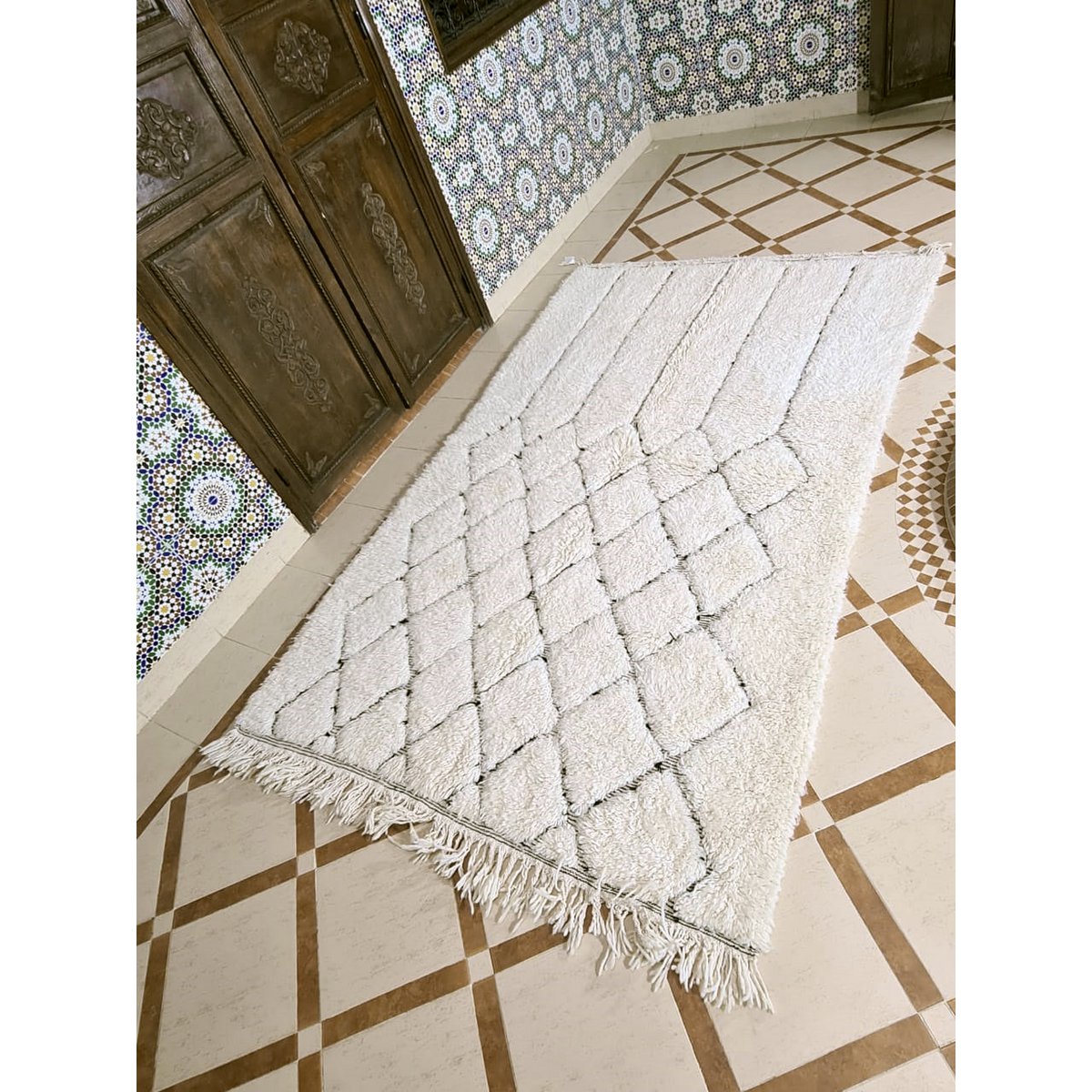 Berber vloerkleed Beni Ouarain zuivere wol 157 x 265 cm