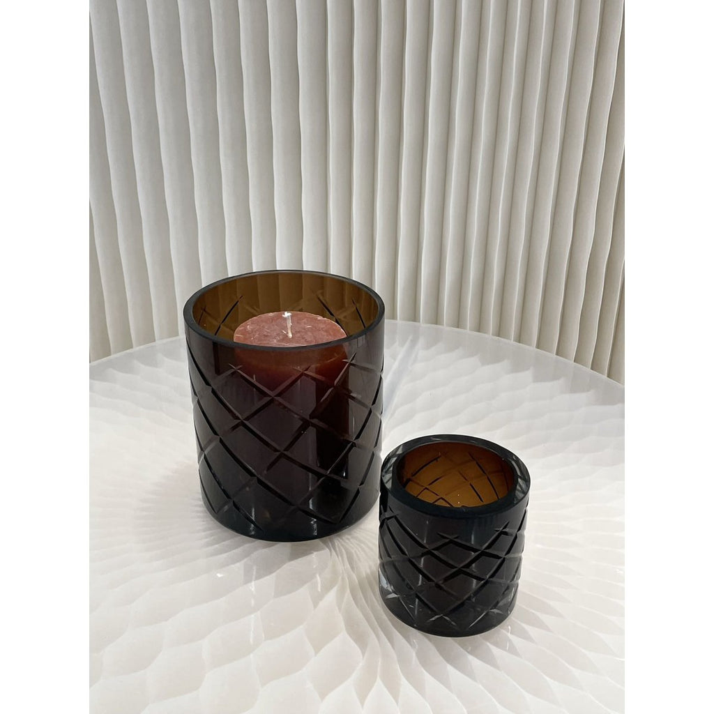 Hurricane Kristallen Lamp Windlicht Middelbruin (cc2101-140kristal-choc-middelgroot)