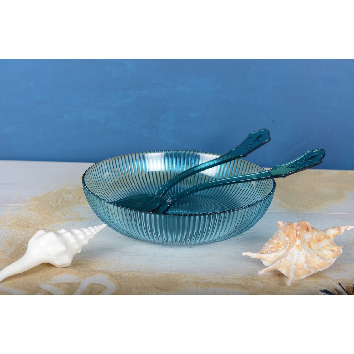 Acryl turquoise salade bestek