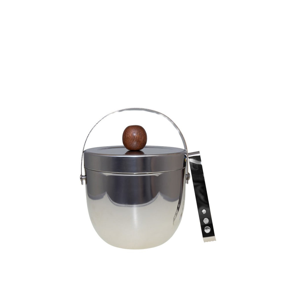 Hout- en zilveren ijsemmer 16x16x20cm