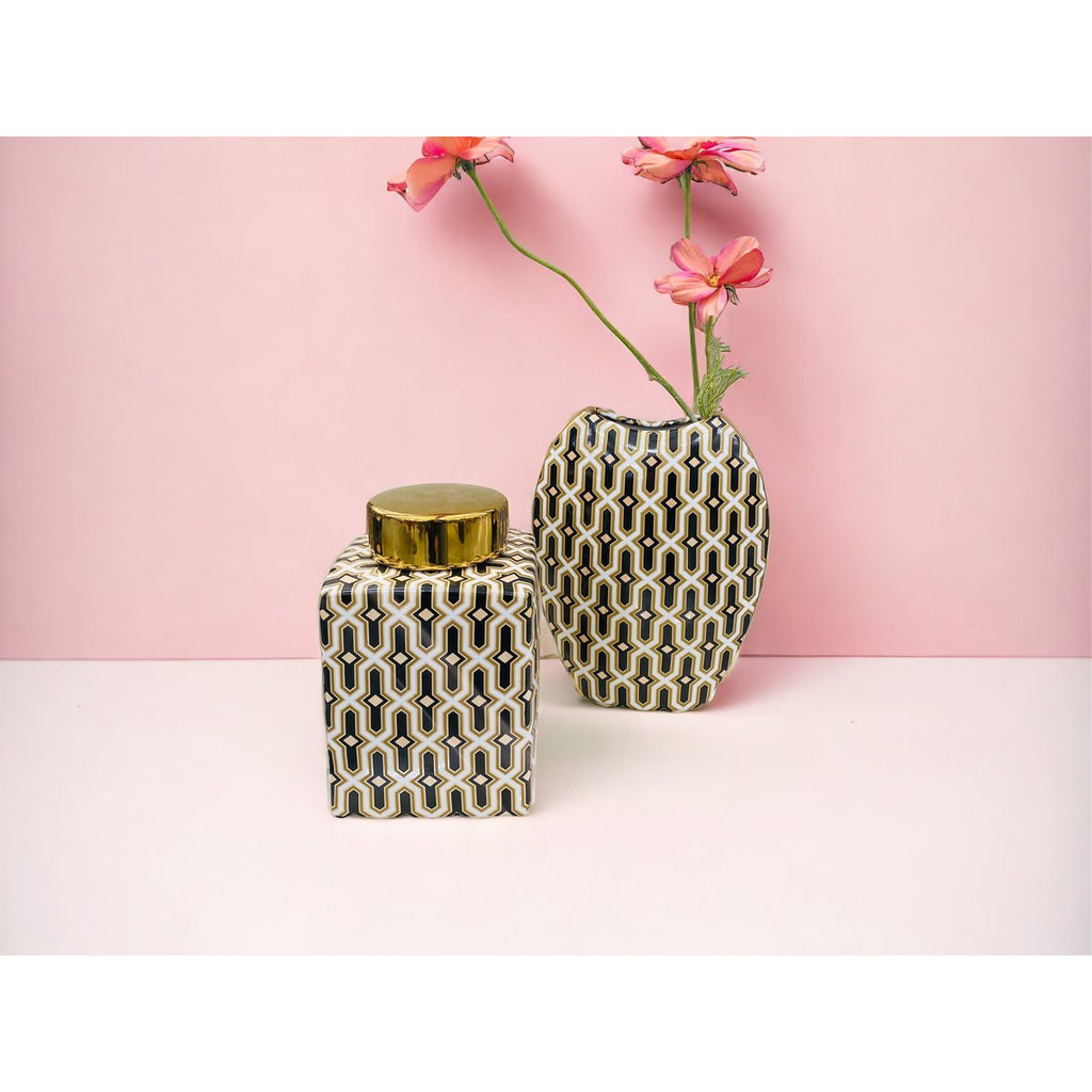 Zwart gouden pot (klein formaat: H21* B*14 D*14)