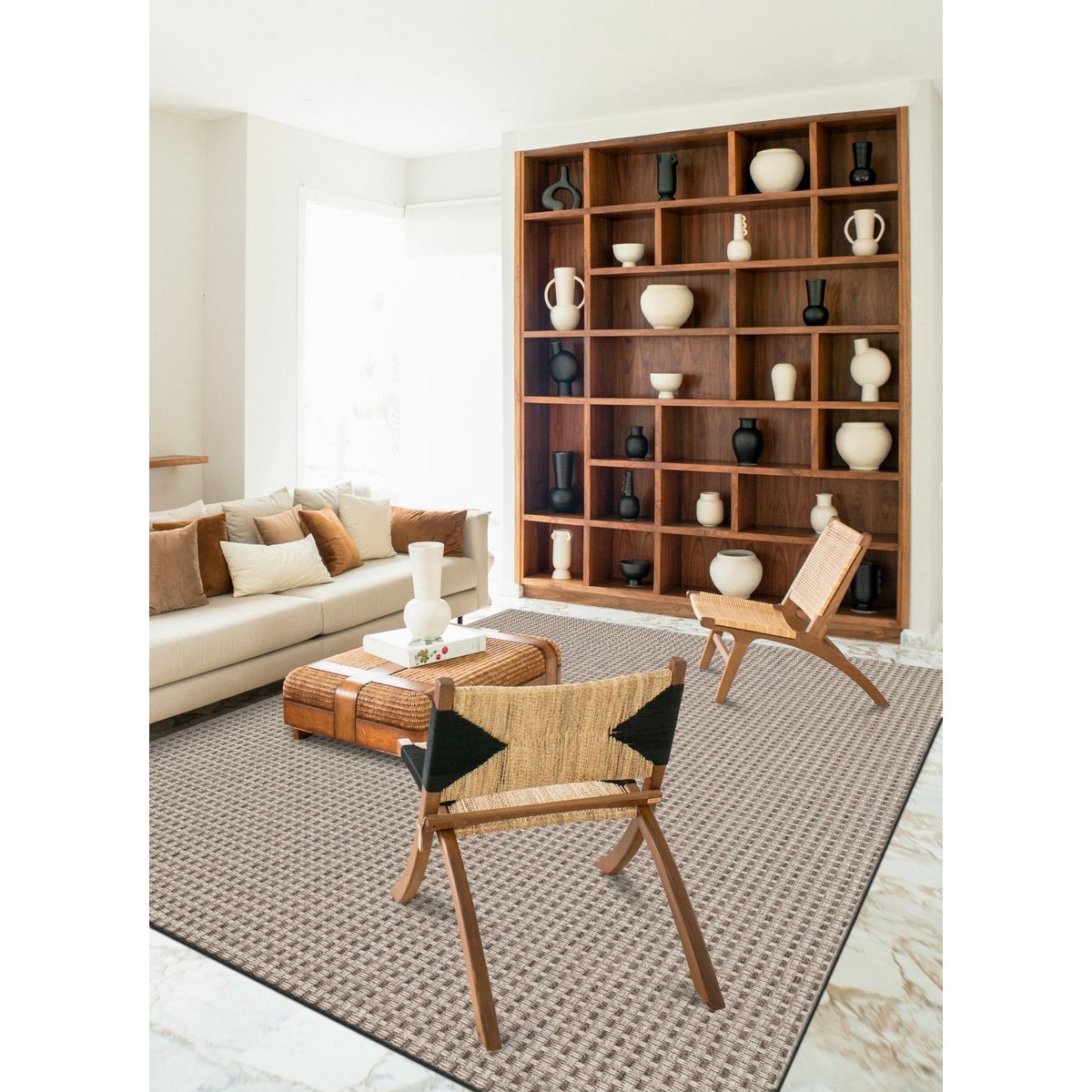 Buiten binnen tapijtaspect Sisal Pienza