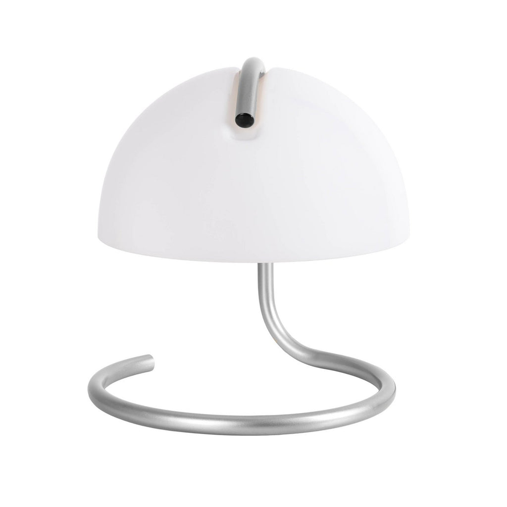 Liv · Houten tafellamp met linnen kap — chroom