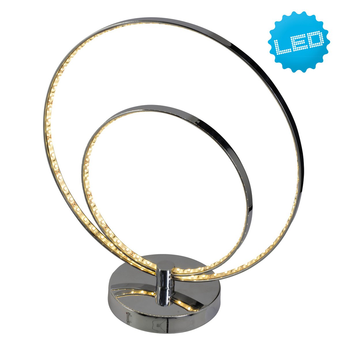 Liv · Houten tafellamp met linnen kap — chroom