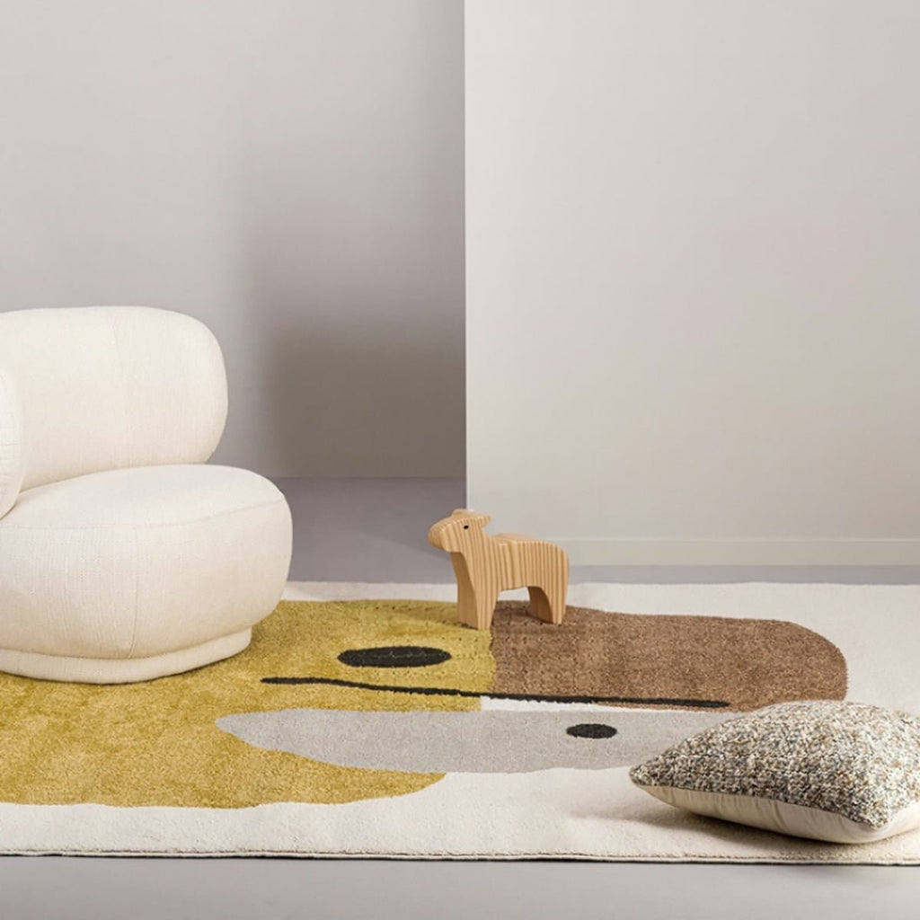 Geometrisch tapijt eerbetoon aan Joan Miró Collage