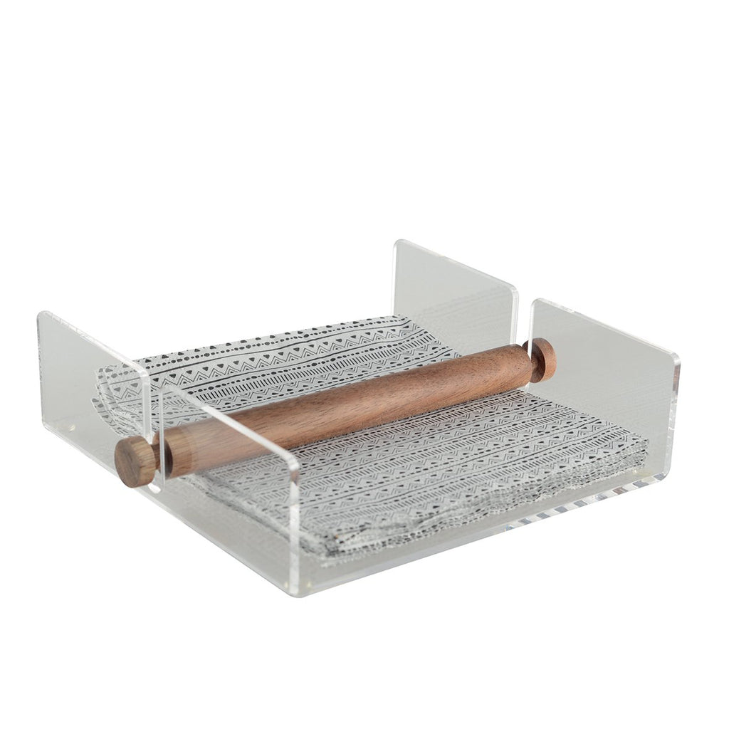 Acryl- en houten handdoekhouder