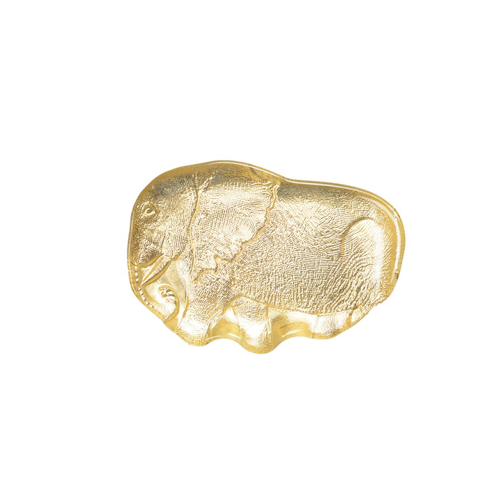 Gouden glazen beker gebarsten olifant 15x22x2cm