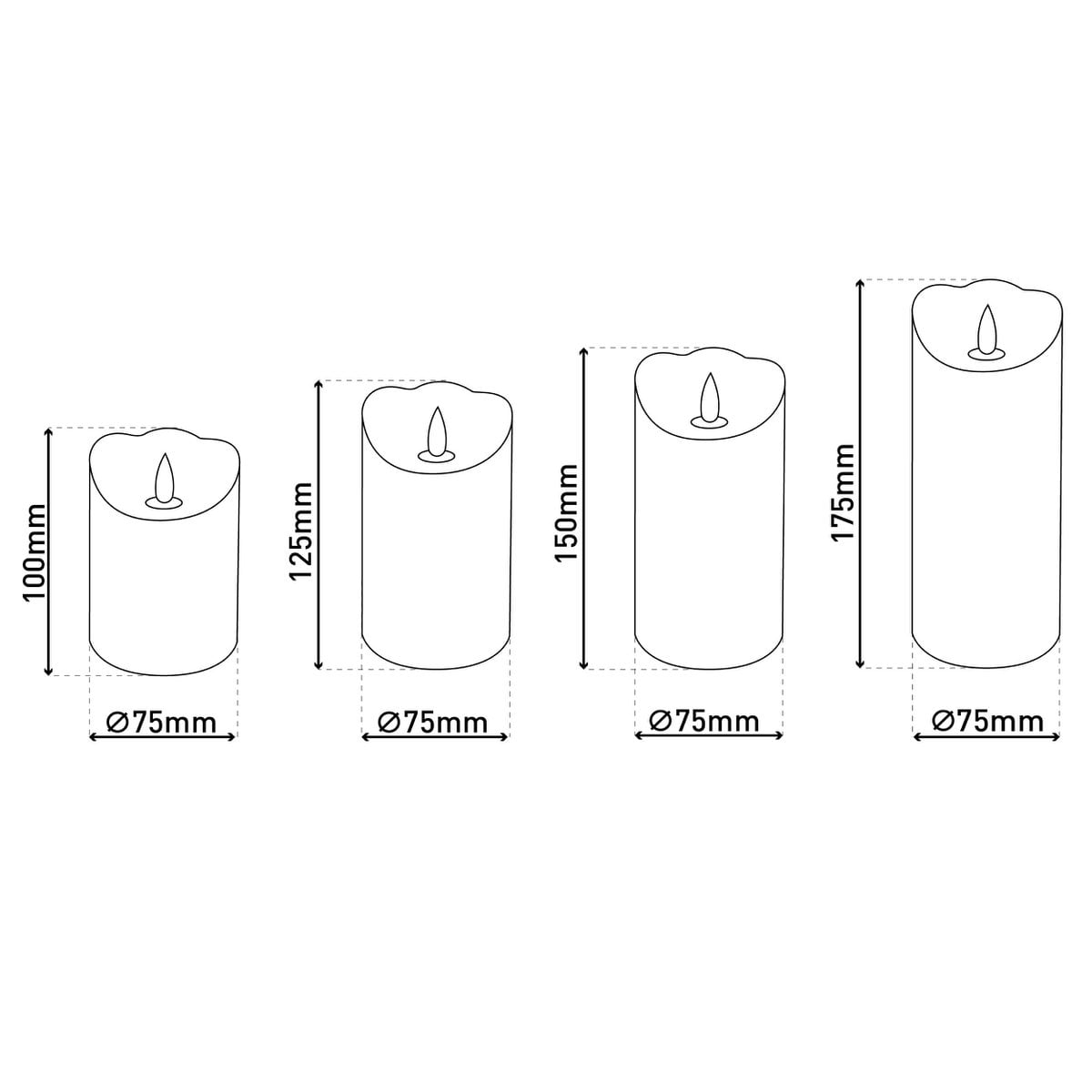 4 Set Led kaarsen Kaarsen Kerstdecoraties gemaakt van plastic in rood met stevig geïnstalleerde LED's