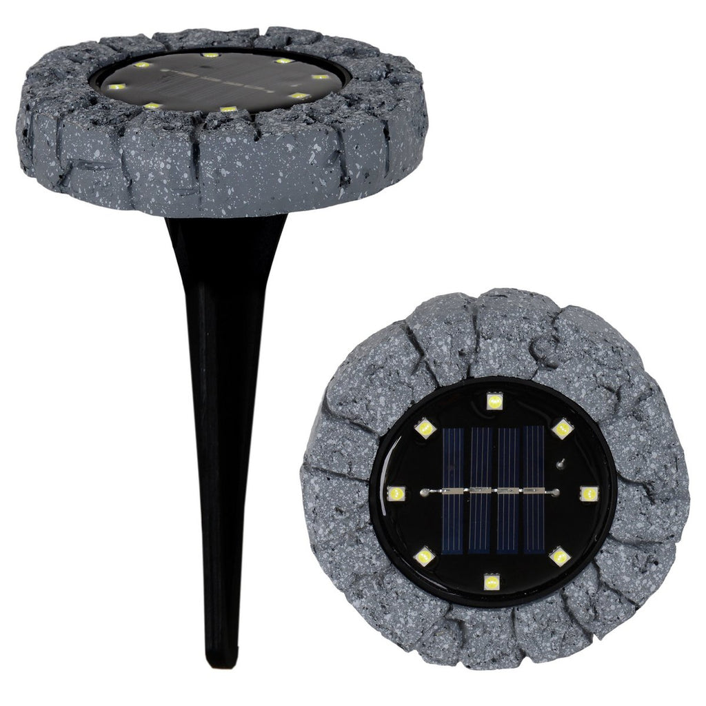 3 Set LED LED Solar-Floor-So-spit "Kian", voor buiten, plastic vloerlamp in grijs, met geïntegreerde LED
