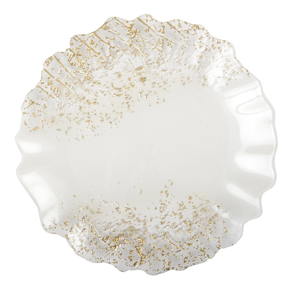 32 cm witte en gouden platte plaat