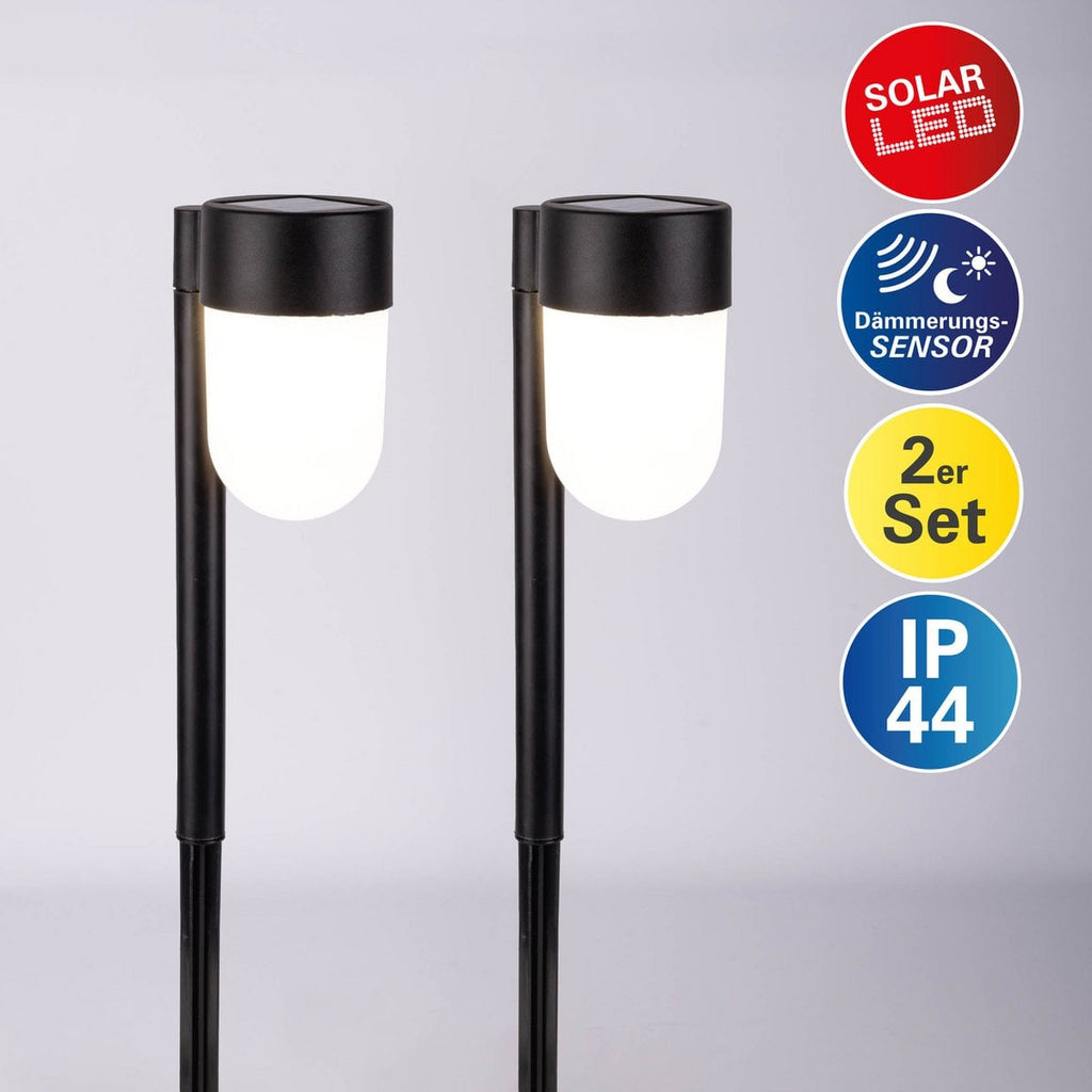 2 Set LED LED -zonne -spies "Sina" 47,2 cm hoog, plastic in zwart en wit, geïntegreerd LED, warm wit