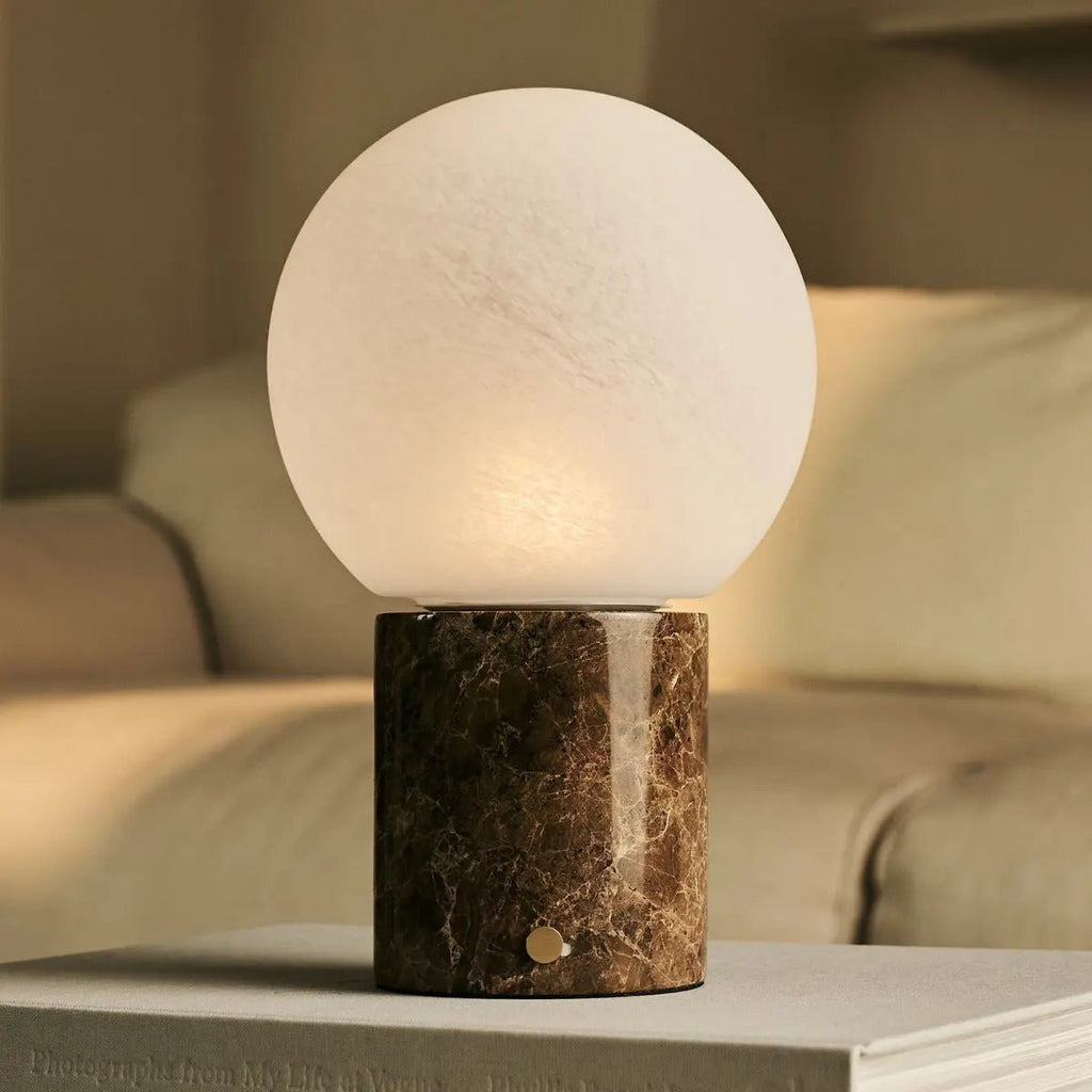 Metsu Brown / Emperador Dark - Classic Marmeren oplaadbare tafellamp met 3 lichte kleuren en dimfunctie