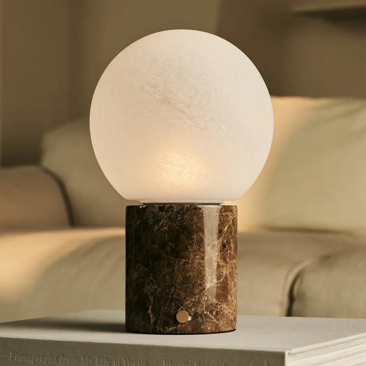 Metsu Brown / Emperador Dark - Classic Marmeren oplaadbare tafellamp met 3 lichte kleuren en dimfunctie