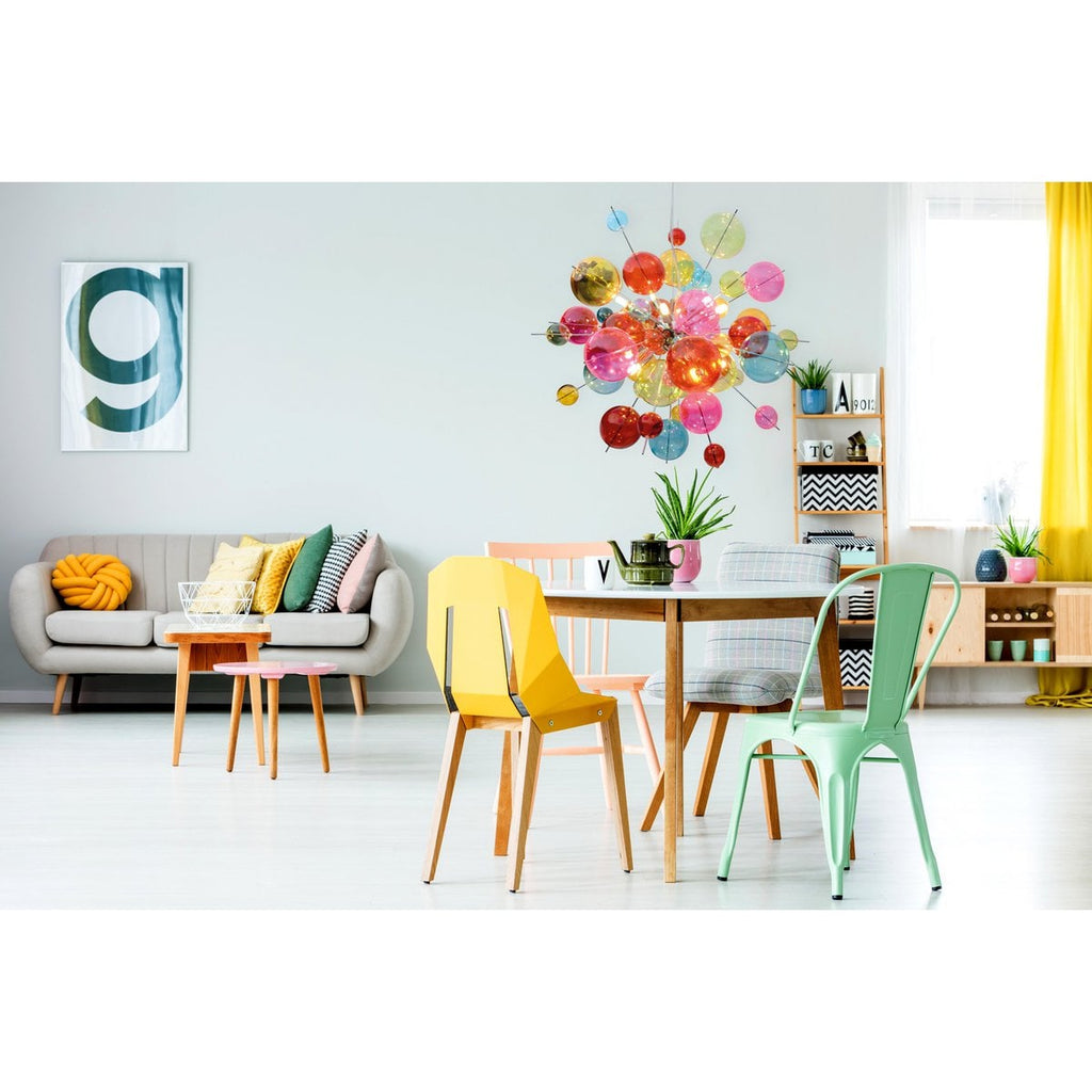 Hanger lamp "explosie" gekleurd gemaakt van metaal en glas, G9 -versies, hangende lamp voor eetkamer, woonkamer, hal of kantoor, Øca. 65 cm